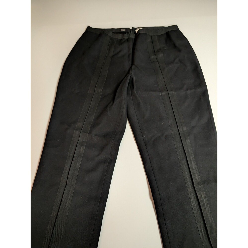 Cesare Fabbri Dress Pants Trouser Women's Eur 44 Black Wool Blend Straight Leg